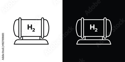 Hydrogen gas tank icons vector. doodle. on a white background.