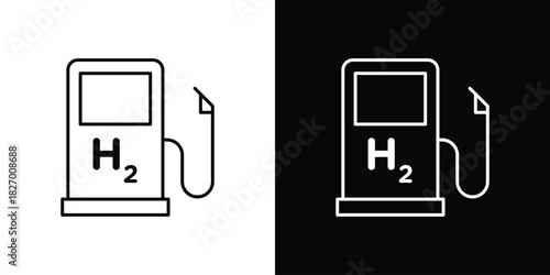 hydrogen fuel pump icons vector. doodle. on a white background.