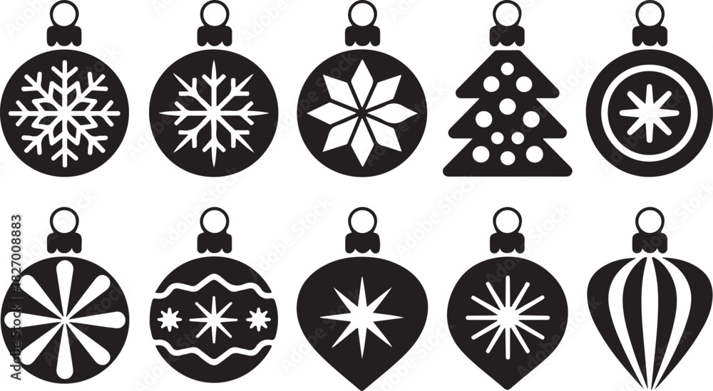 Obraz premium Christmas icon set ornament silhouette vector