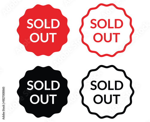 Sold seals icon. Sold out icon stamp. Sticker sold out icon
