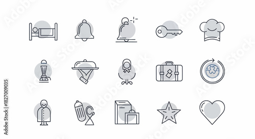 Collection of Hotel Service Icons Representing Amenities and Guest Experience.