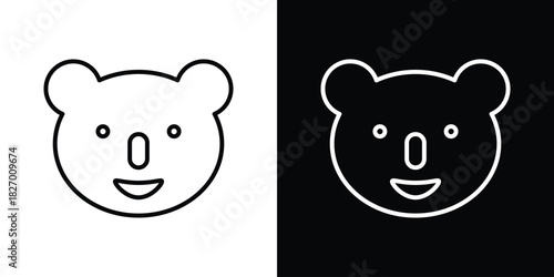 Koala head icons vector. doodle. on a white background.