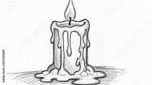 Elegant candle sketch art for ambiance, relaxation, and memorial designs, conveying peace and serenity in artistic projects or spiritual themes