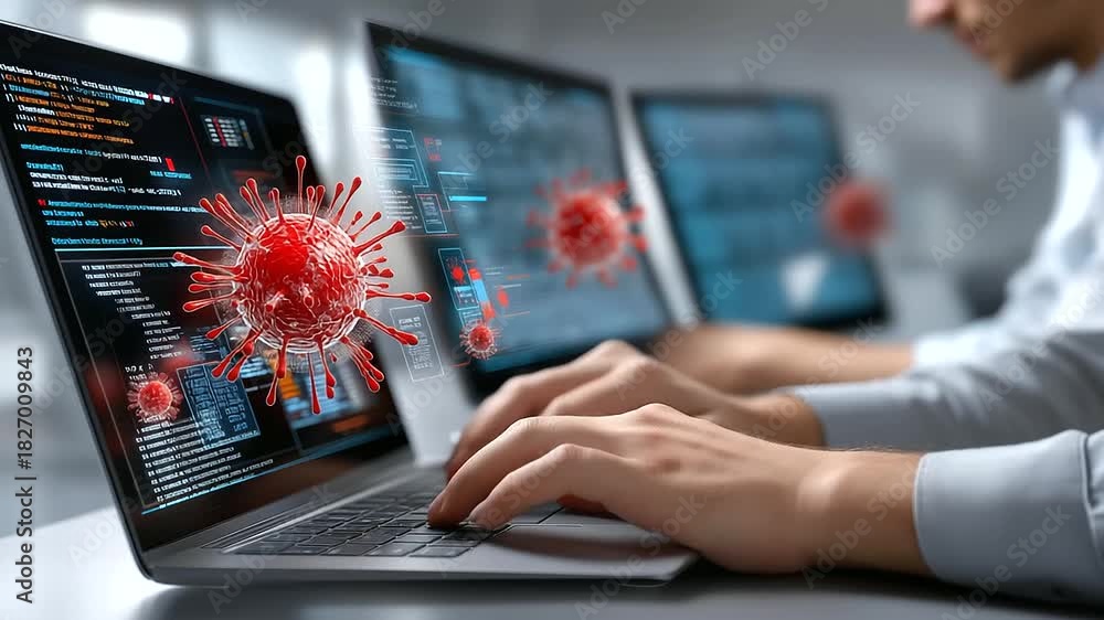 Ethical hacking simulation in a cybersecurity war room, coders ...