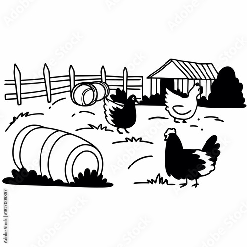 Closeup shot of a hen sitting on the grass with its chicken