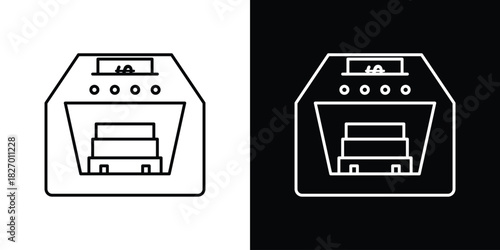 Money counting machine icons vector. doodle. on a white background.