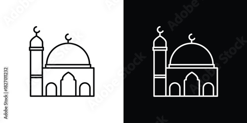 Mosque icons vector. doodle. on a white background.