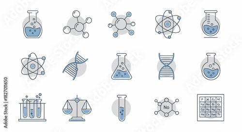 Collection of Science and Chemistry Icons and Symbols.