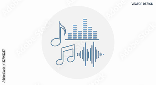 Audio Waveform and Music Notes Iconography.