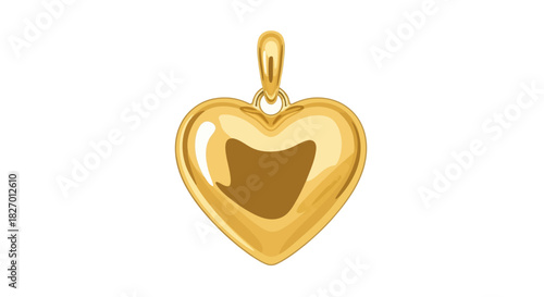 A simple golden heart pendant on a white background, symbolizing love and affection