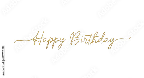 Happy Birthday Greeting Card Text In Elegant Golden Calligraphy Script Font