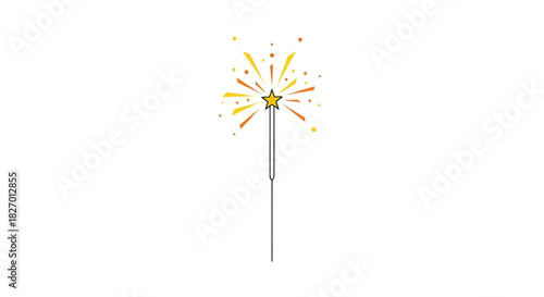 A single bright sparkler with a starburst effect on a white background, perfect for celebrations and festive occasions