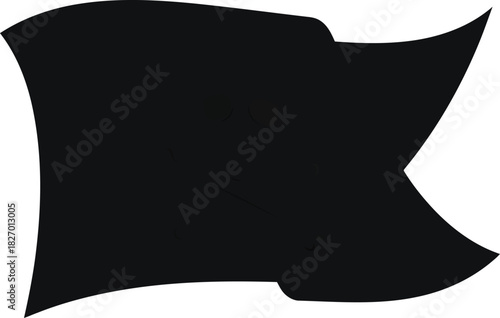 Black pirate flag waving isolated on white background