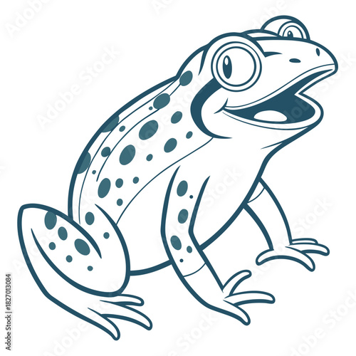 Cartoonish Frog with Spots on White Background Simple Design