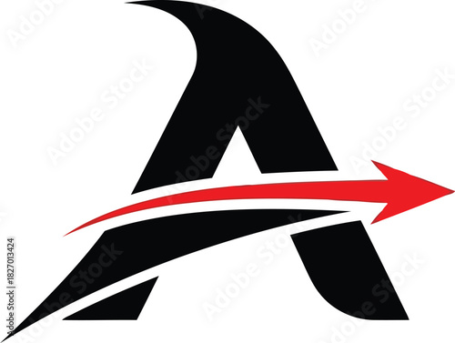Modern letter a logo with red arrow