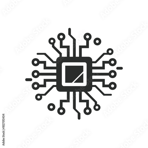 Circuit board icon central processing unit graphic for technology concepts