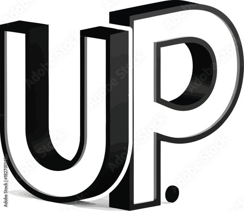 3d black and white up letters