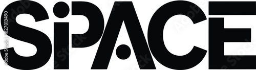 Si space black white bold typographic logo