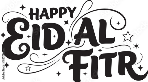 Elegant Eid al-Fitr Mubarak Arabic Calligraphy with Islamic Geometric Pattern Background