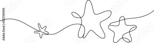 Line star one continuous line drawing design vector