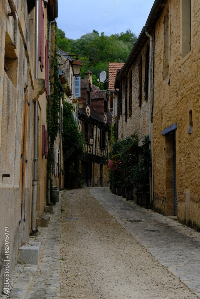 Fototapeta premium empty medieval street in Montignac Lascaux