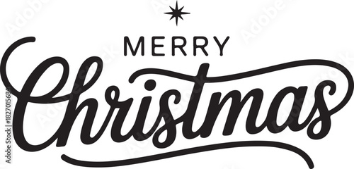 Merry Christmas elegant calligraphy and Bethlehem star. Holy night vector handwriting concept for xmas greeting card or church service invitation