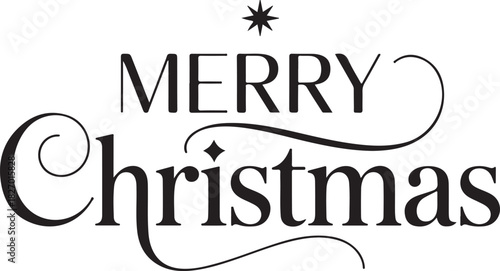 Merry Christmas elegant calligraphy and Bethlehem star. Holy night vector handwriting concept for xmas greeting card or church service invitation