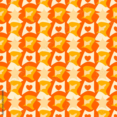 Warm Abstract Orange and Yellow Pattern with Heart Motif