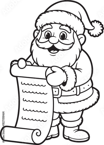 Outlined santa with list
