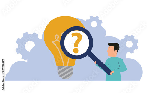 A man explores new ideas. Creativity, innovation, and brainstorming concept.