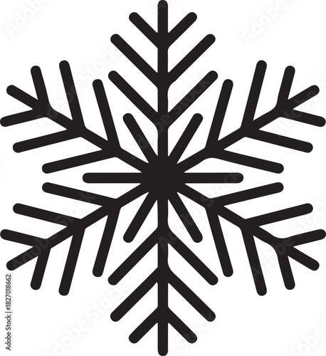 Perfect winter snowflake with star line art icon for apps and websites