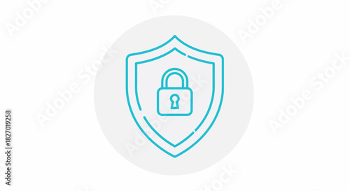 Cyber Security Shield with Padlock Icon Digital Protection Concept.