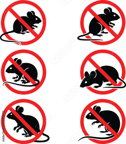 Set of anti pest signs with rats