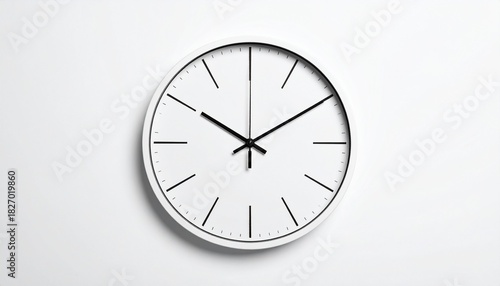 Wallpaper Mural Wall clock with minimal design showing time against a clean white background in a modern setting Torontodigital.ca