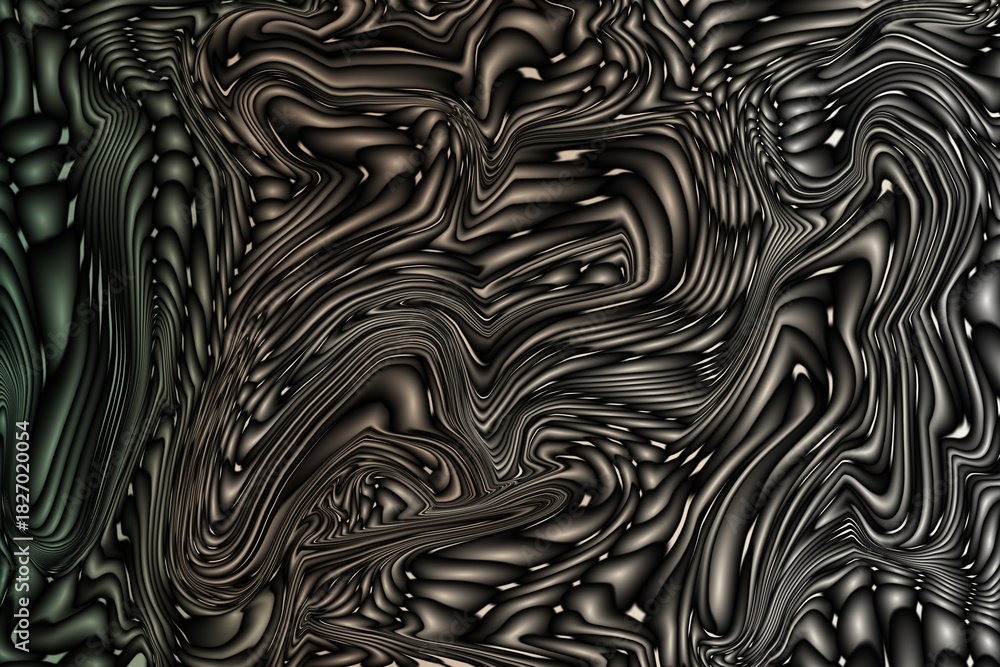 Obraz premium Abstract dark metallic fluid texture with dynamic waves shimmer.