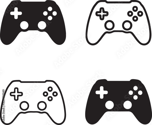 Isolated Esports controller icon, Esports controller, gaming device, console controller, black vector, minimal thin stroke, vector, isolated on white background, grid layout, gamepad icon