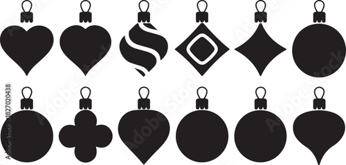 Set of different Christmas decorations isolated on white