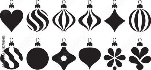 Set of different Christmas decorations isolated on white