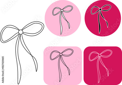 ribbon Logotype Valentine's Day. Vector graphic line black and white illustration. Silhouette sign for logo, print, comics, fashion, pop art, boards, design, stickers, decoration, posters