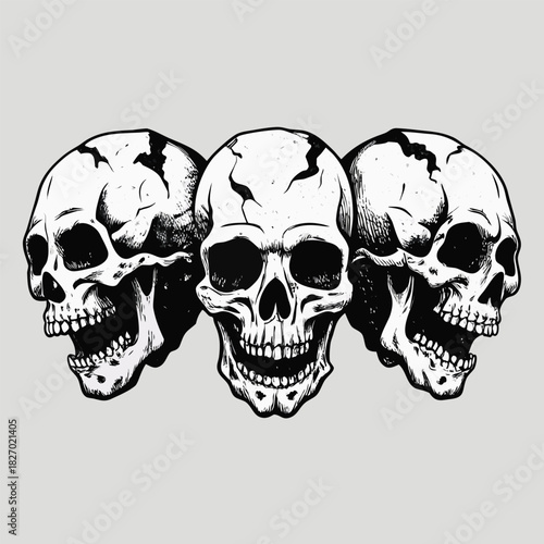 Three Cracked Skulls With Open Mouths death danger