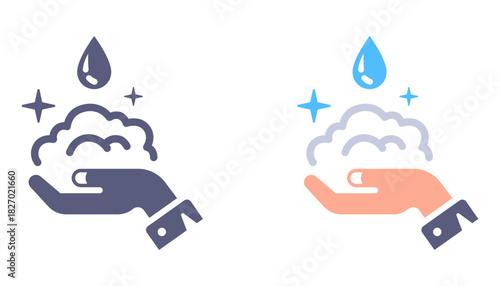 Hand foam icon. Wash hands with soap. Flat illustration.