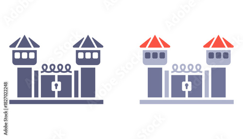 Prison building black icon. Flat illustration.
