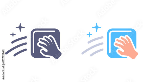 Wipe with a rag. Apartment cleaning icon. Flat illustration.
