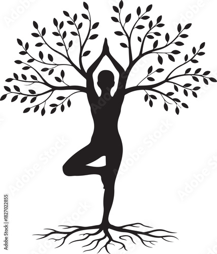 yoga tree pose silhouette