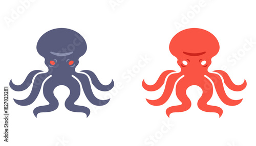 arine octopus icon black icon. Flat illustration