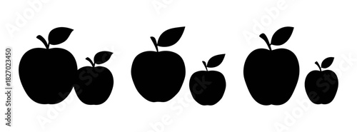 Black apple silhouette vector graphics fruits healthy eating apple orchard design autumn harvest clip art
