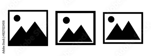 Landscape photo frame mockup set for wall art prints and gallery display with mountain design art