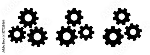 Black and white gear wheels illustration for mechanical engineering and design concepts usage needs