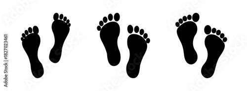 Footprints walking steps black silhouette vector illustration footstep human trail path design art
