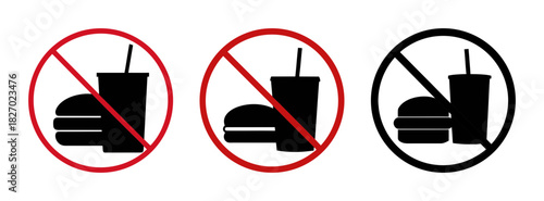 No food and drinks allowed sign vector illustration prohibition of eating and drinking area symbol